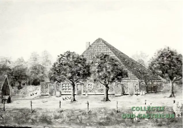 Tekening van de kroftboerderij van Willem de Ruijter, gesloopt in 1916.
